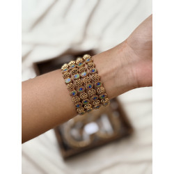 Peacock Stone Antique Matte Bangles | Temple Jewellery