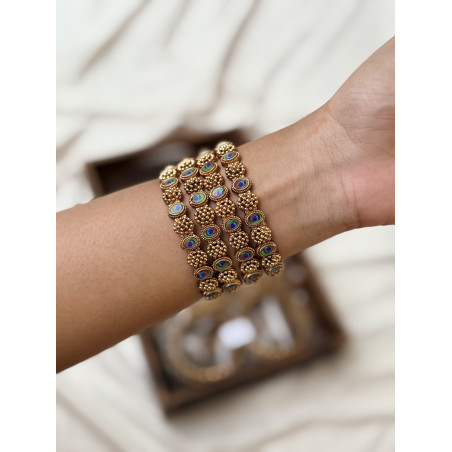 Peacock Stone Antique Matte Bangles | Temple Jewellery