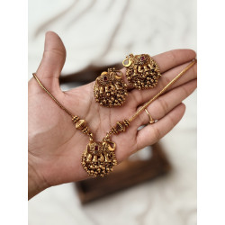 Elegant Elephant Necklace – Traditional Temple Jewellery | Matte Gold